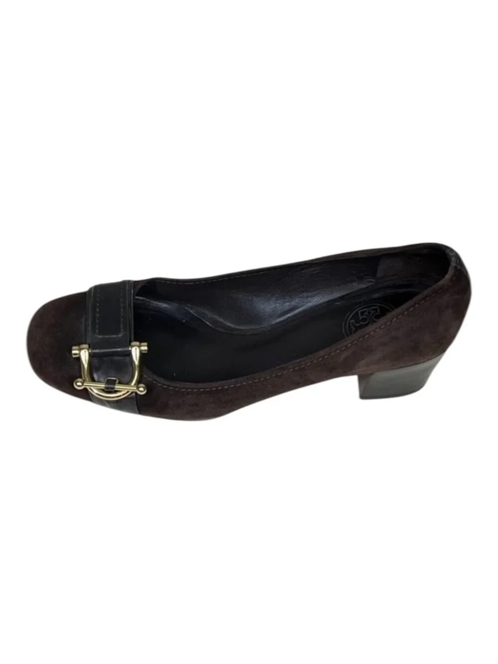 Tory Burch Noel Suede Horse Bit Block Heel Preppy Old Money Classic